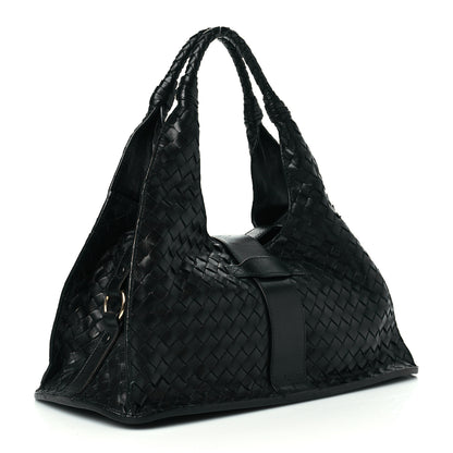 Bottega Veneta Nappa Intrecciato Shoulder Bag Black 2 of 9