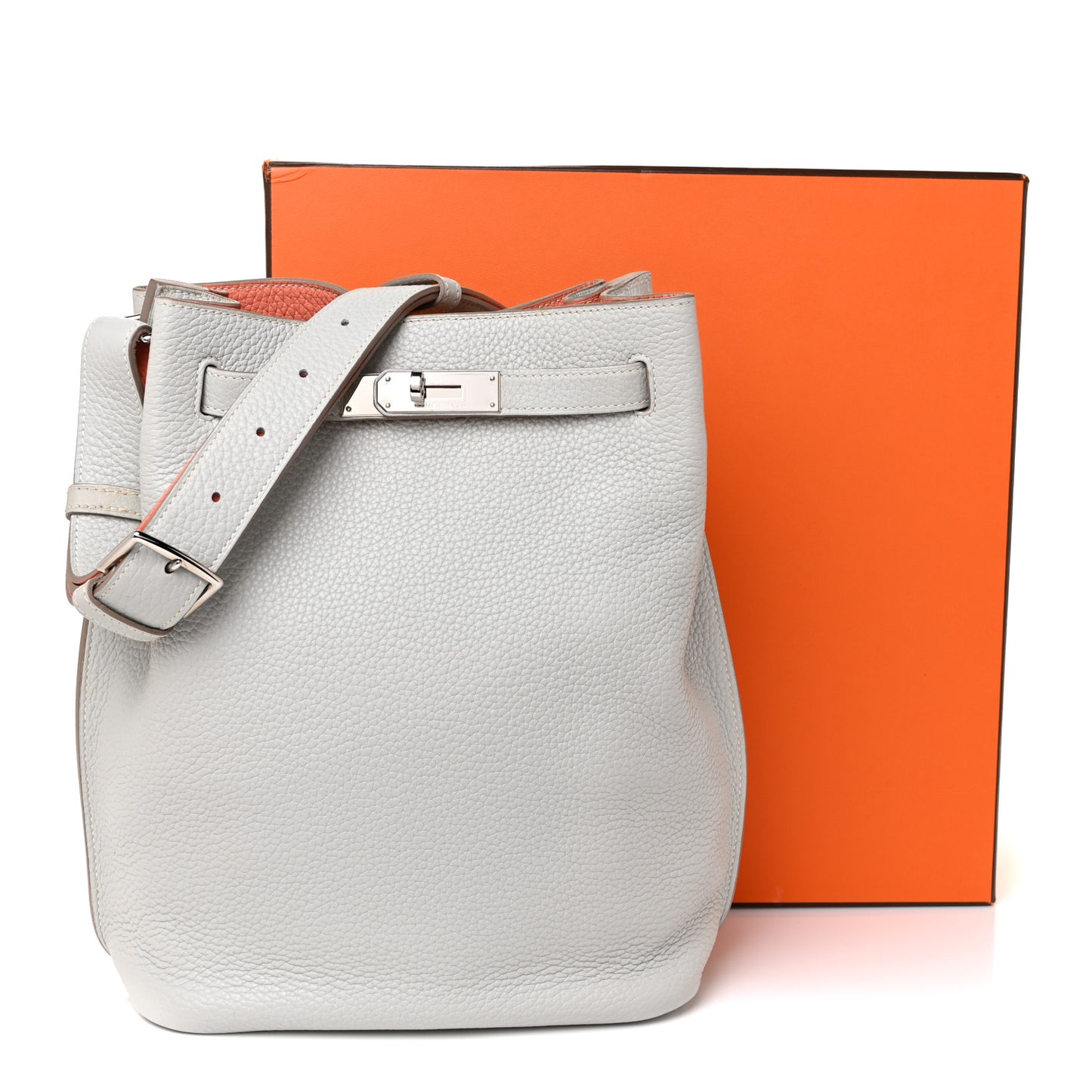 Taurillon Clemence Verso So Kelly 22 Gris Perle Crevette