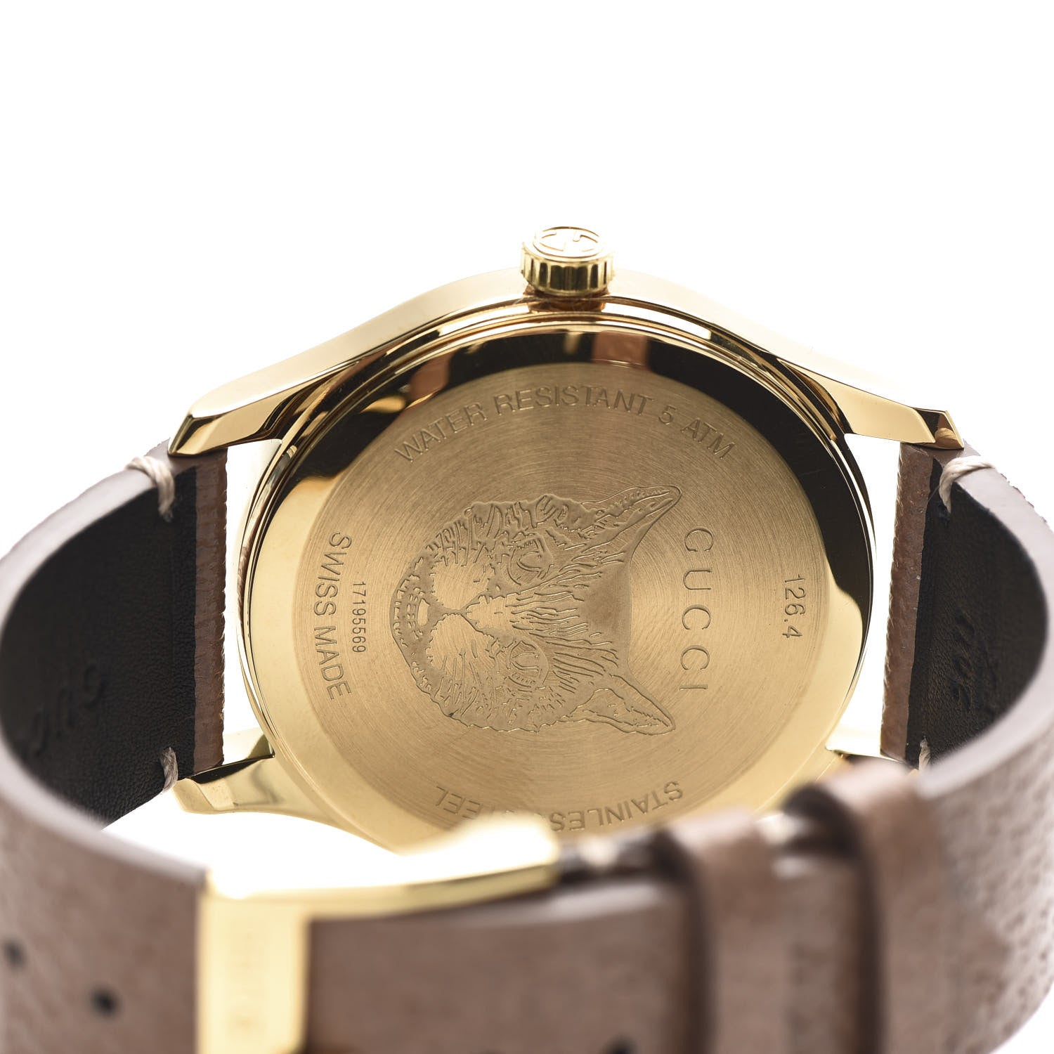 Gucci Stainless Steel Calfskin 38mm G-Timeless Moth Quartz Watch Brown 5 of 8