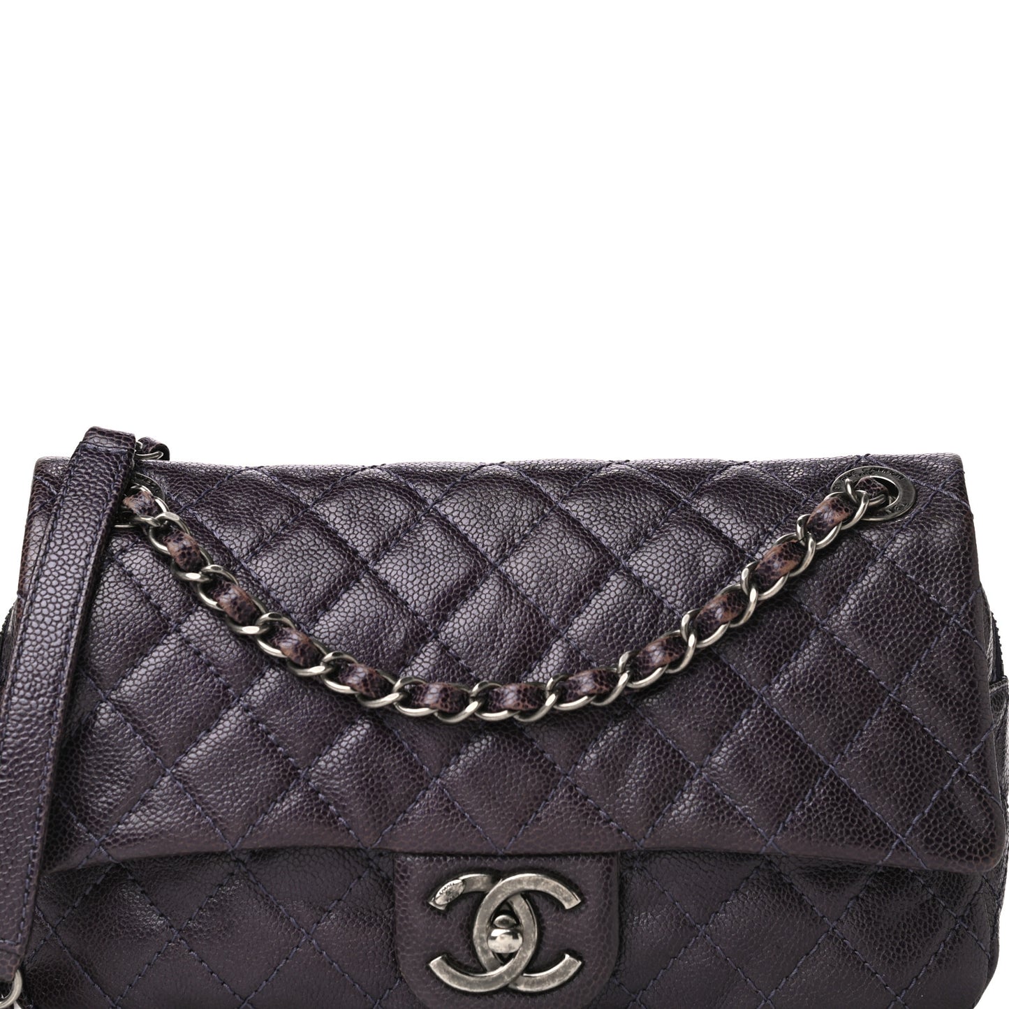 Caviar Quilted Jumbo Easy Flap Purple