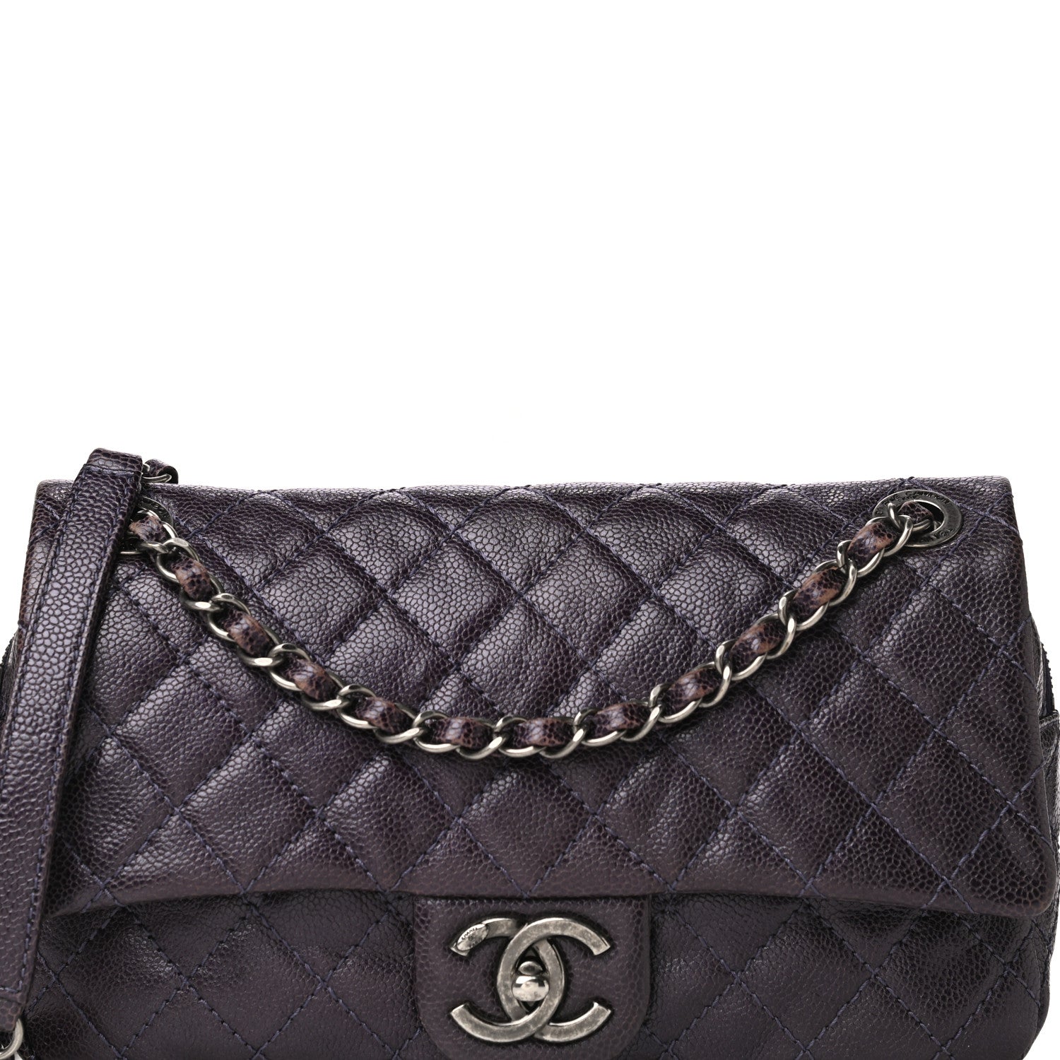 Chanel Caviar Quilted Jumbo Easy Flap Purple 8 of 11