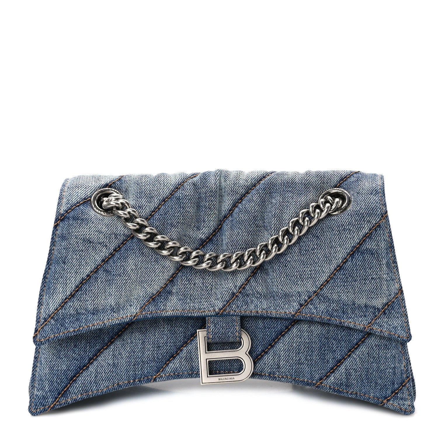 Balenciaga Washed Denim Quilted Small Crush Chain Bag Denim Blue 1 of 11