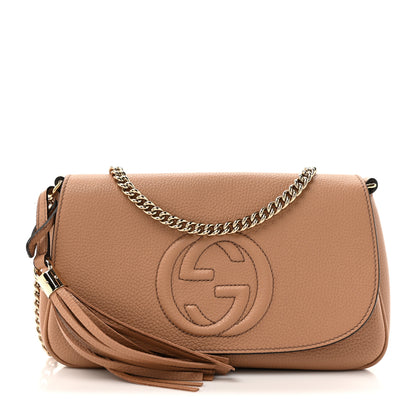 Gucci Pebbled Calfskin Medium Soho Flap Crossbody Camelia 1 of 12
