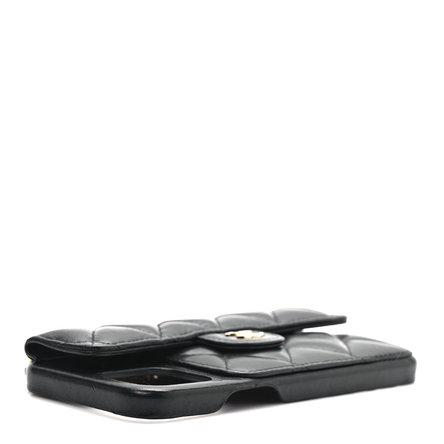 Chanel Lambskin Quilted Pearl Crush iPhone XII Pro Holder With Chain Black 3 of 6