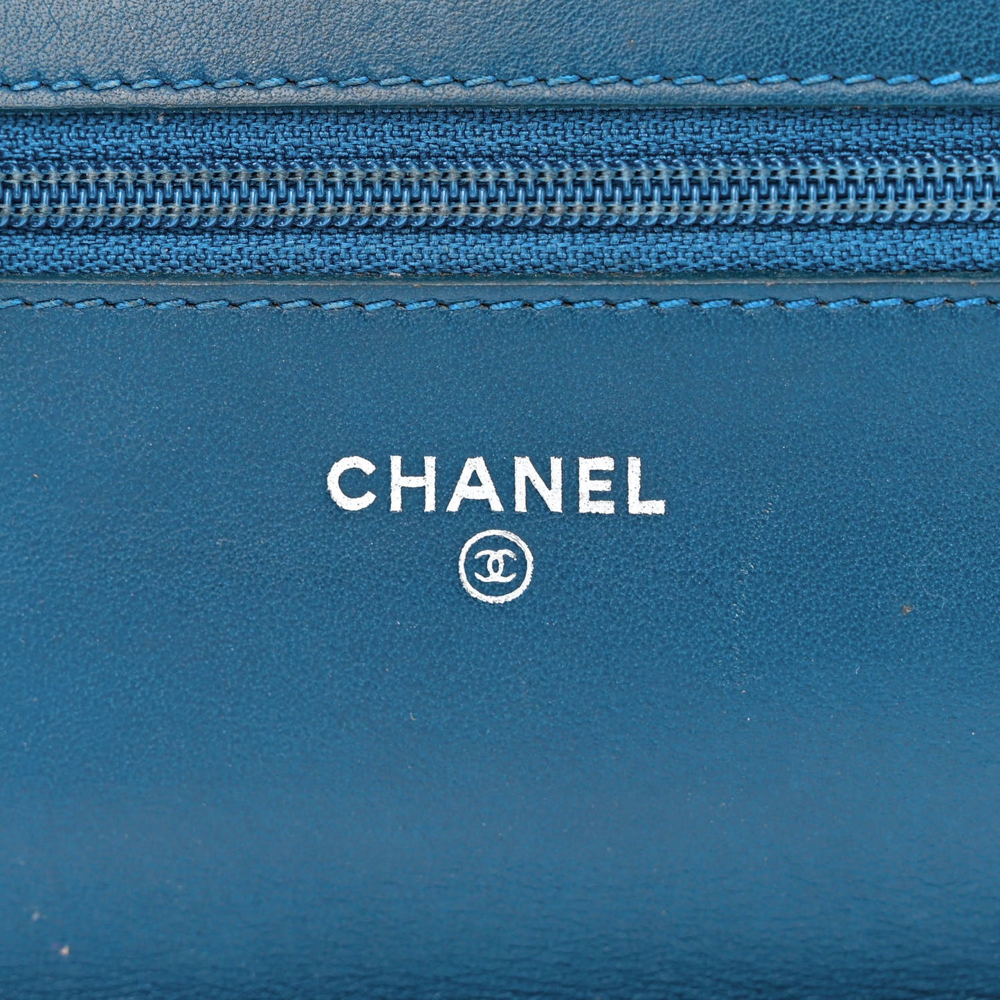 Patent Camellia Wallet on Chain WOC Royal Blue