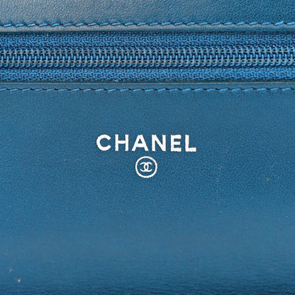 Chanel Patent Camellia Wallet on Chain WOC Royal Blue 6 of 14