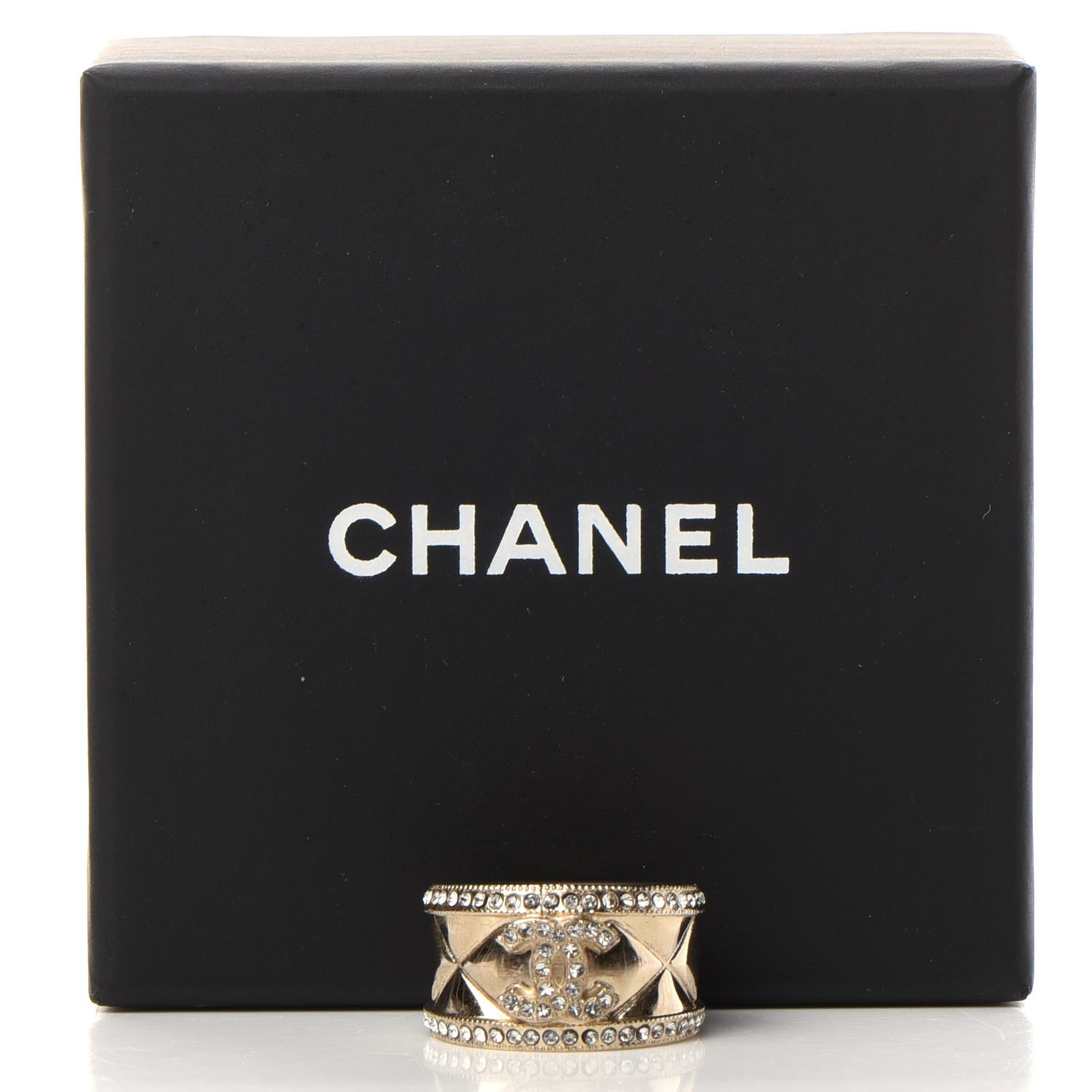 Chanel Crystal CC Ring 52 6 Gold 5 of 5