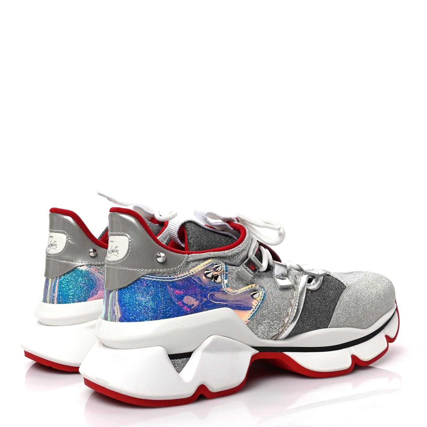 Glitter Donna Red Runner Flat Sneaker 39 Silver