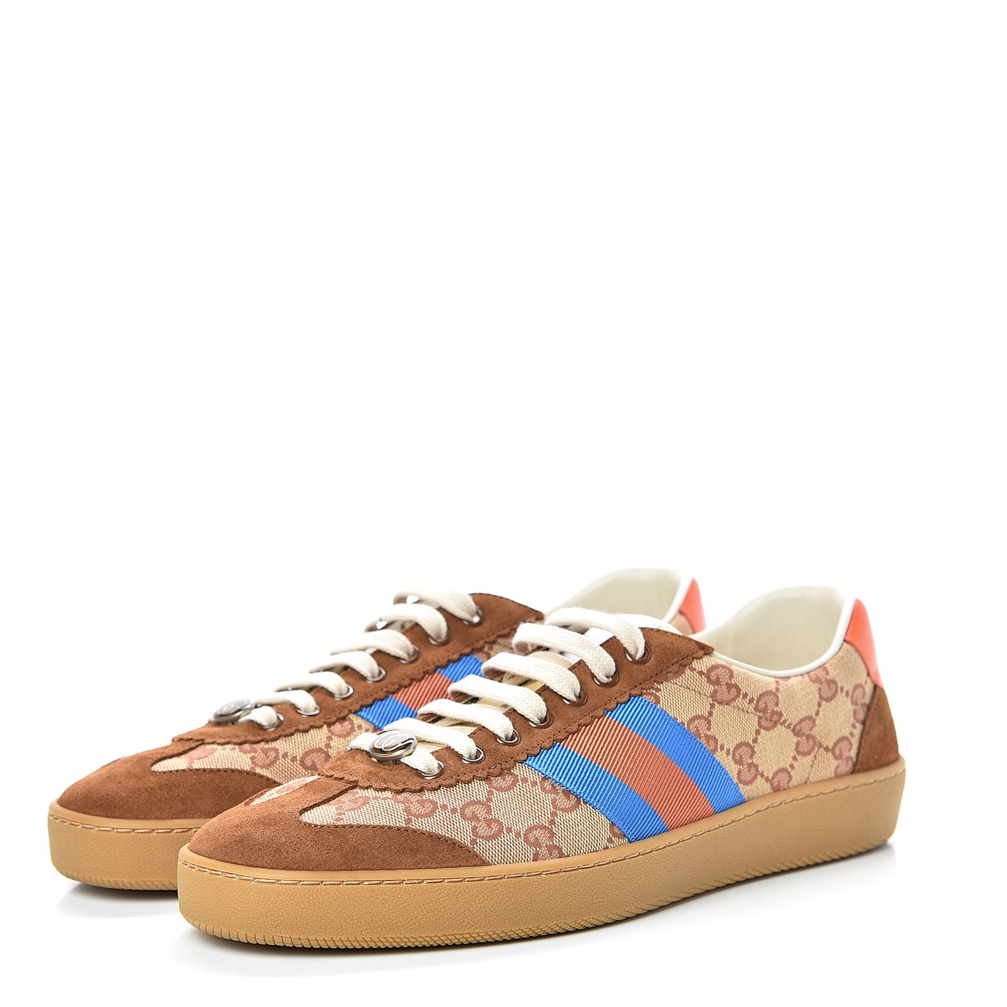 GG Monogram Suede Web Mens G74 Sneakers 9.5 Beige Ruggine Cuir
