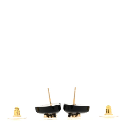 Chanel Resin Crystal CC Heart Earrings Black Gold 3 of 5