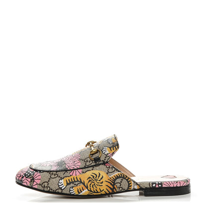 Gucci GG Supreme Monogram Bengal Womens Princetown Slippers 37 Beige Crop Pink 1 of 7