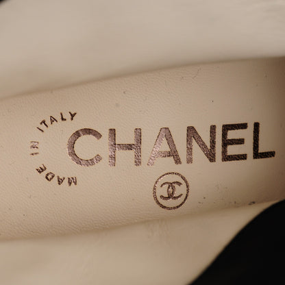 Chanel Suede Calf Hair CC Short Boots 36.5 Black Grey 7 of 9