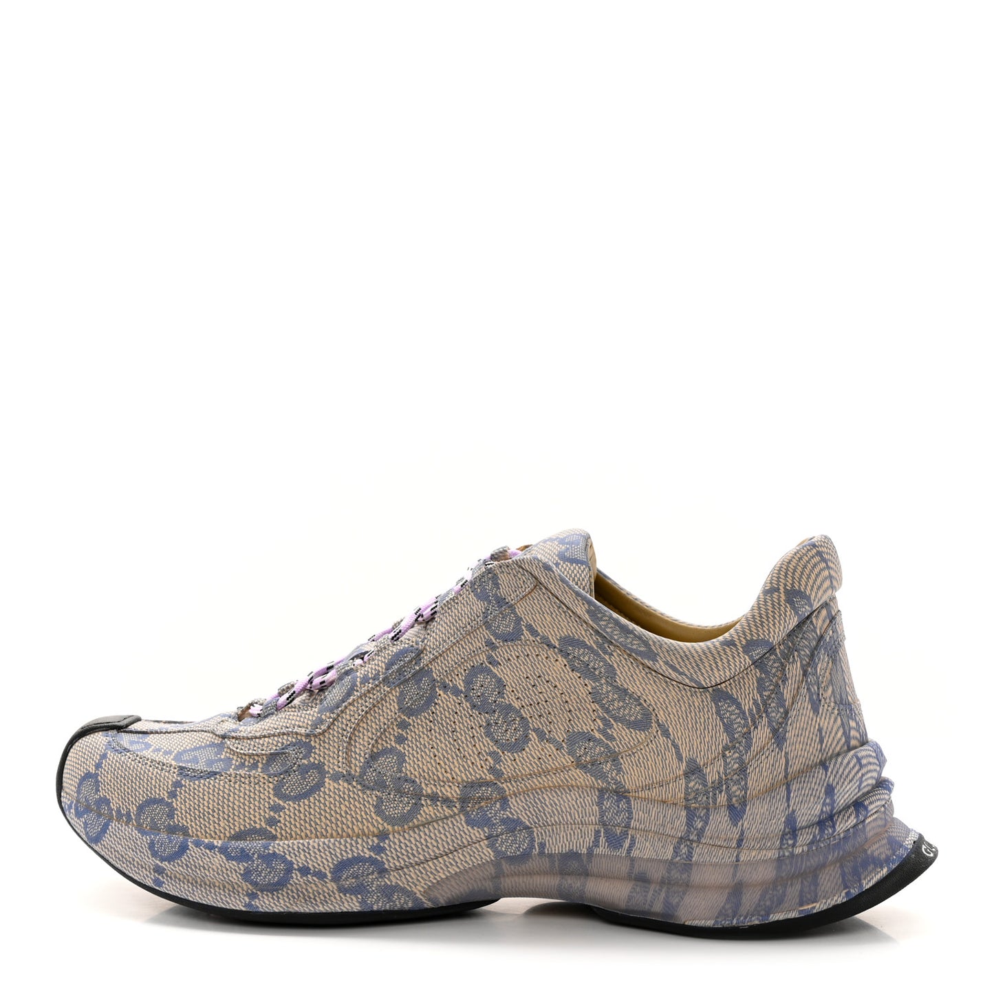 Ultralight Plume Calfskin Monogram Printed Mens Gucci Run Sneakers 9.5 Beige Blue
