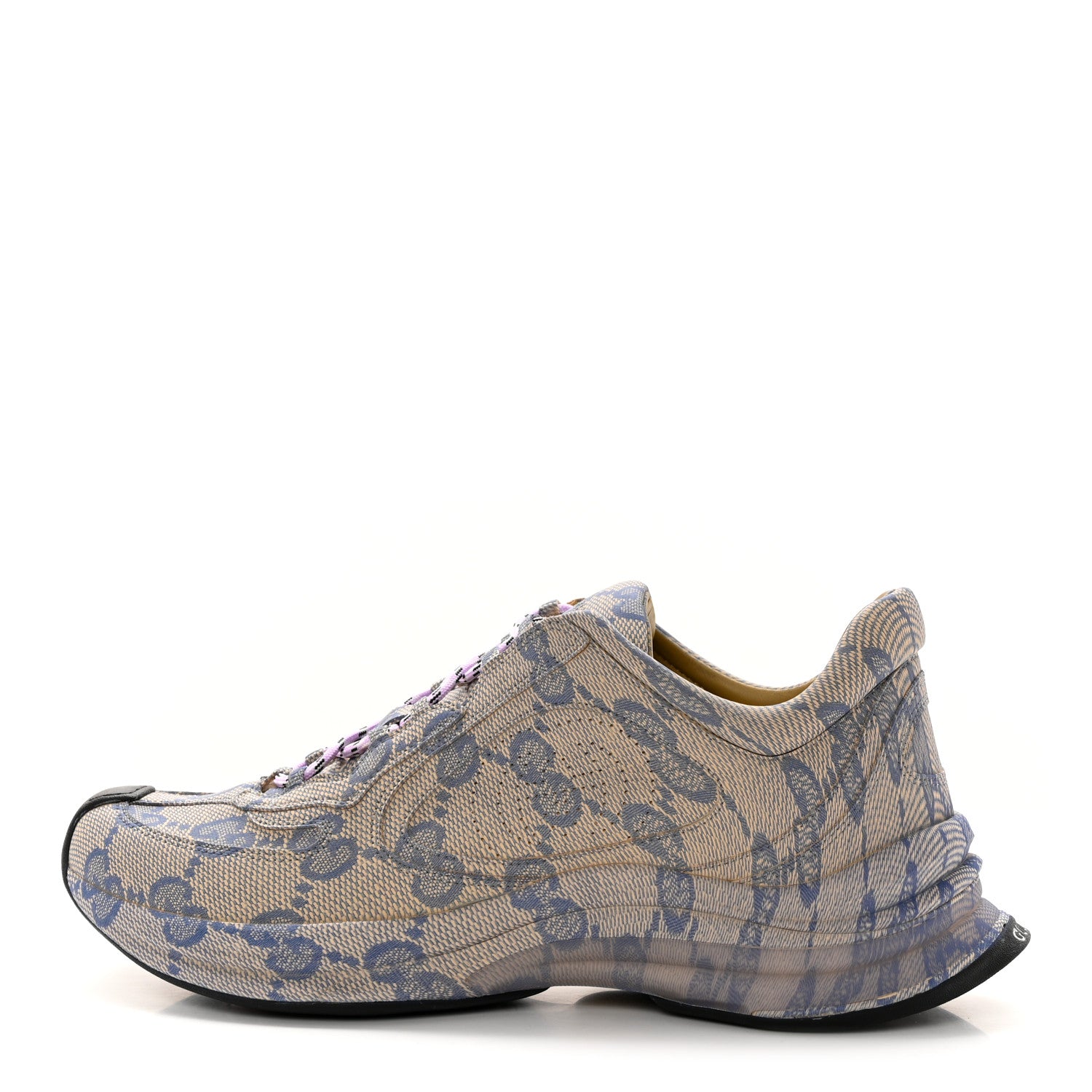Gucci Ultralight Plume Calfskin Monogram Printed Mens Gucci Run Sneakers 9.5 Beige Blue 1 of 12