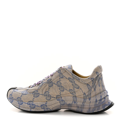 Gucci Ultralight Plume Calfskin Monogram Printed Mens Gucci Run Sneakers 9.5 Beige Blue 1 of 12