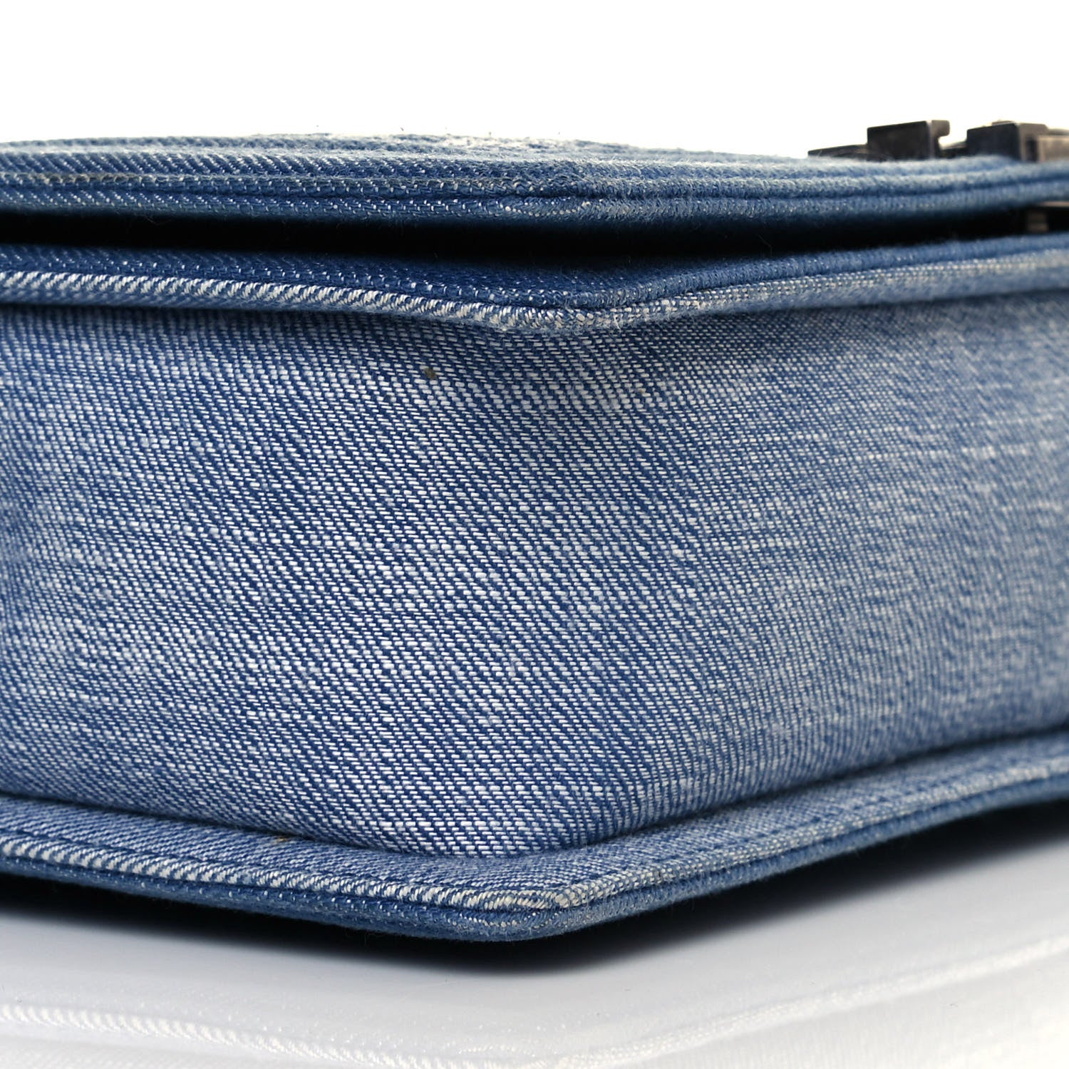 Chanel Denim Chevron Quilted Medium Boy Flap Blue 9 of 11