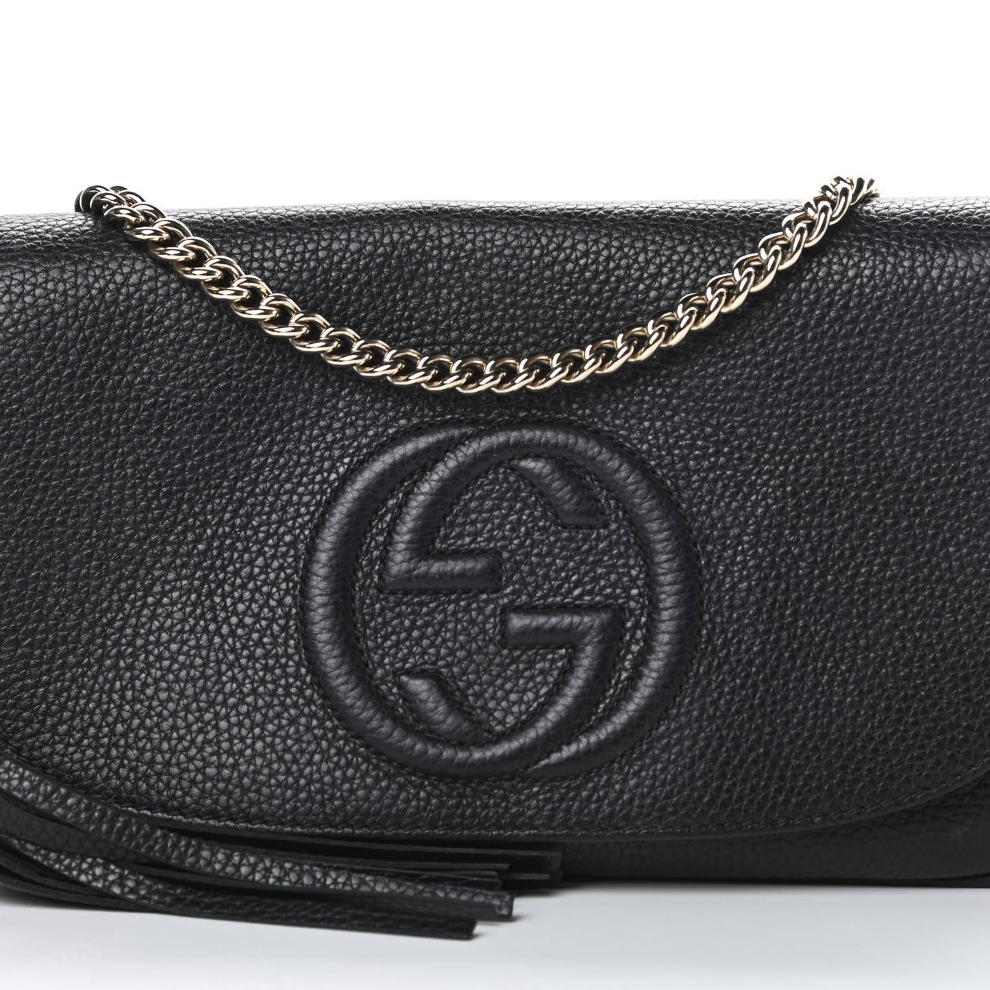 Pebbled Calfskin Medium Soho Flap Crossbody Black