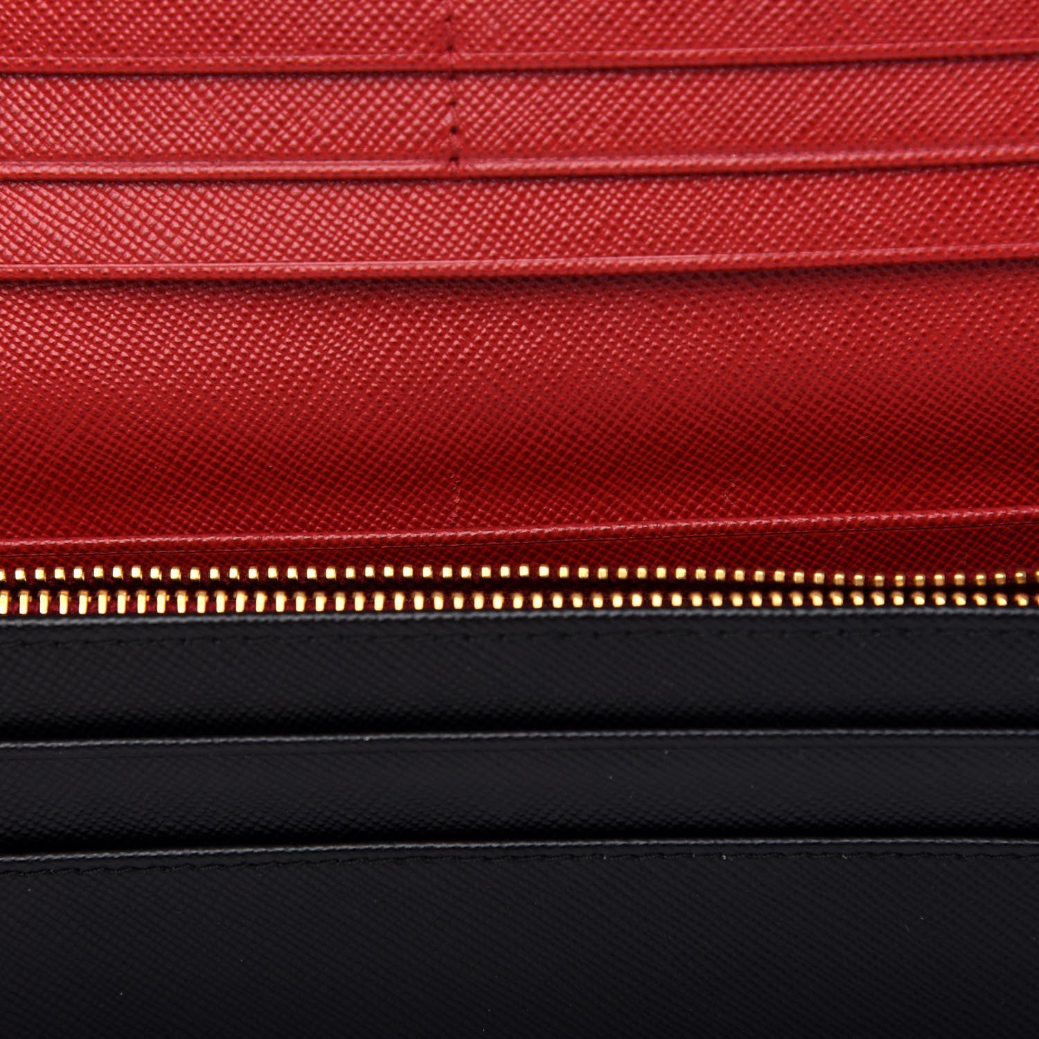 Prada Saffiano Double Wallet Black Fuoco 8 of 8
