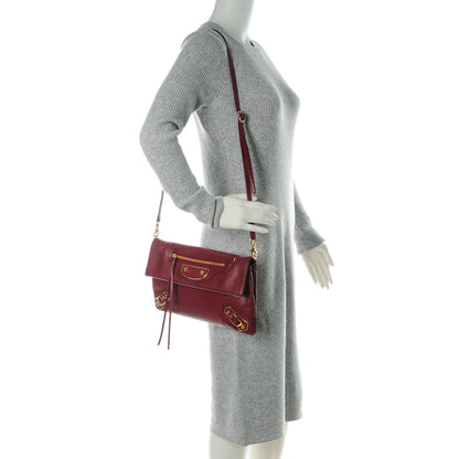 Balenciaga Chevre Gold Metallic Edge Hardware Envelope Clutch Bordeaux 2 of 7