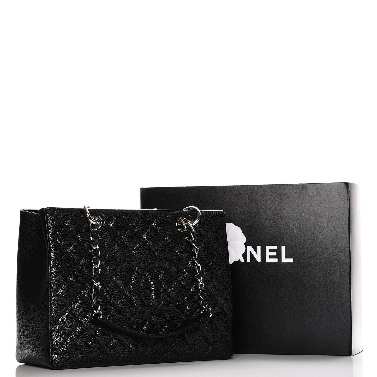 Caviar Quilted Grand Shopping Tote GST Black