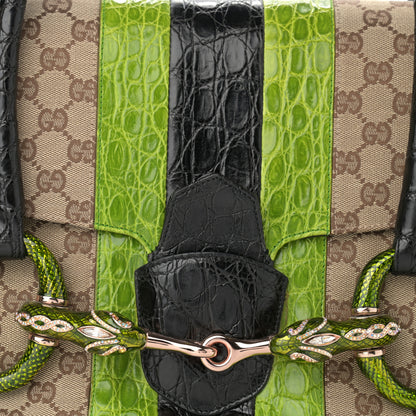 Gucci Crocodile Web Monogram Tom Ford Dragon Tote Dark Brown Green 8 of 14