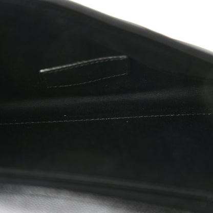 Saint Laurent Grain De Poudre Matelasse Chevron Monogram Envelope Clutch Black 5 of 9