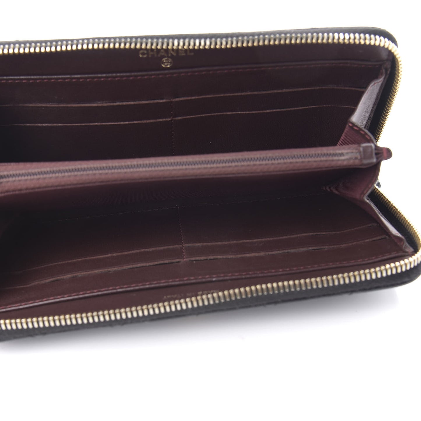 Lambskin Quilted Large Gusset Zip Around Wallet Black
