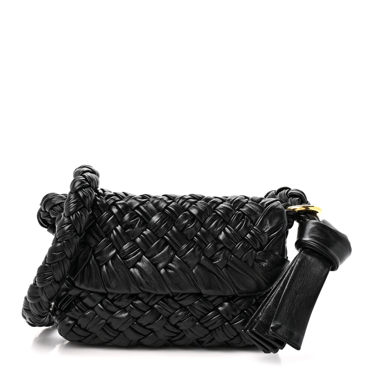 Calfskin Foulard Intreccio Kalimero Città Shoulder Bag Black