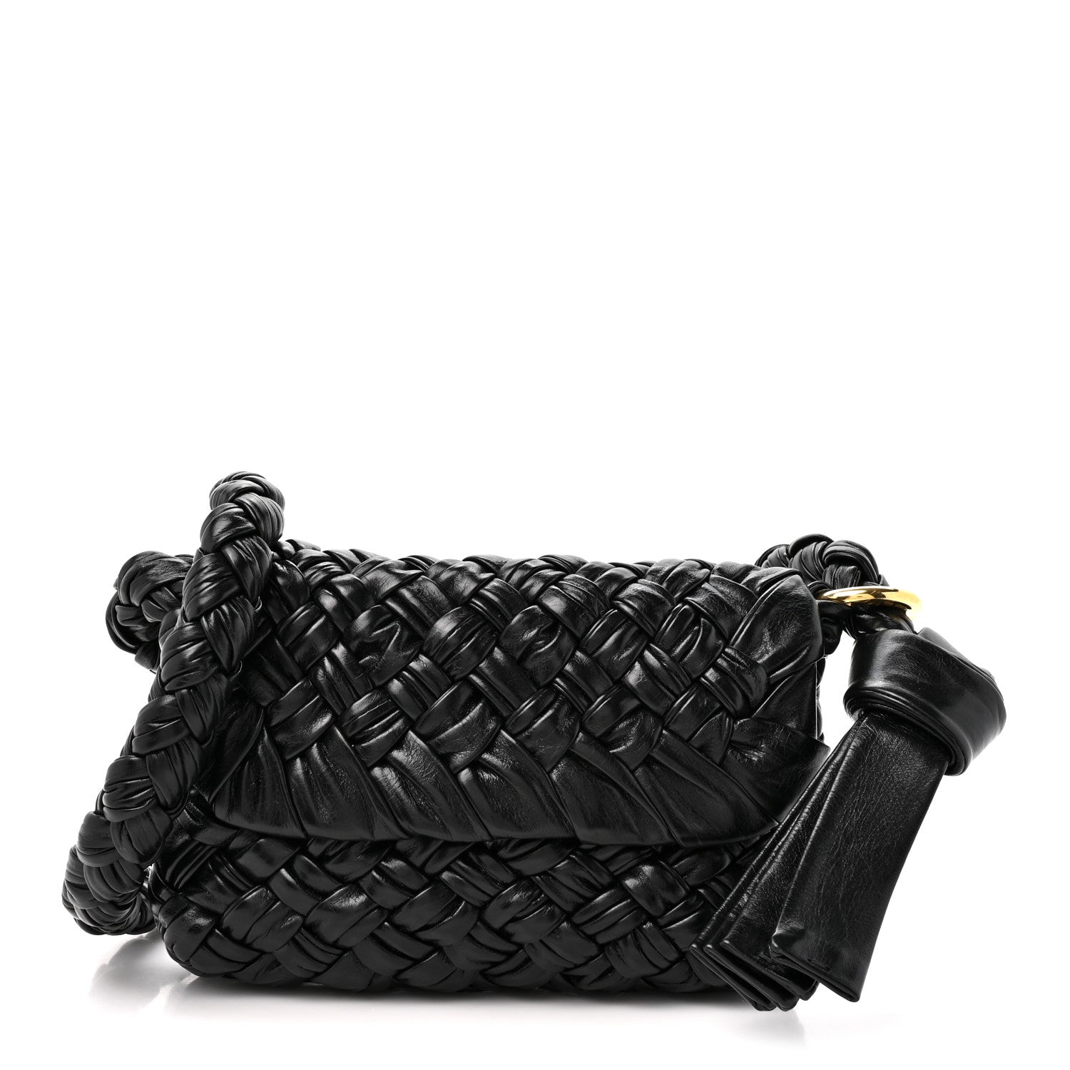 Bottega Veneta Calfskin Foulard Intreccio Kalimero Città Shoulder Bag Black 1 of 10