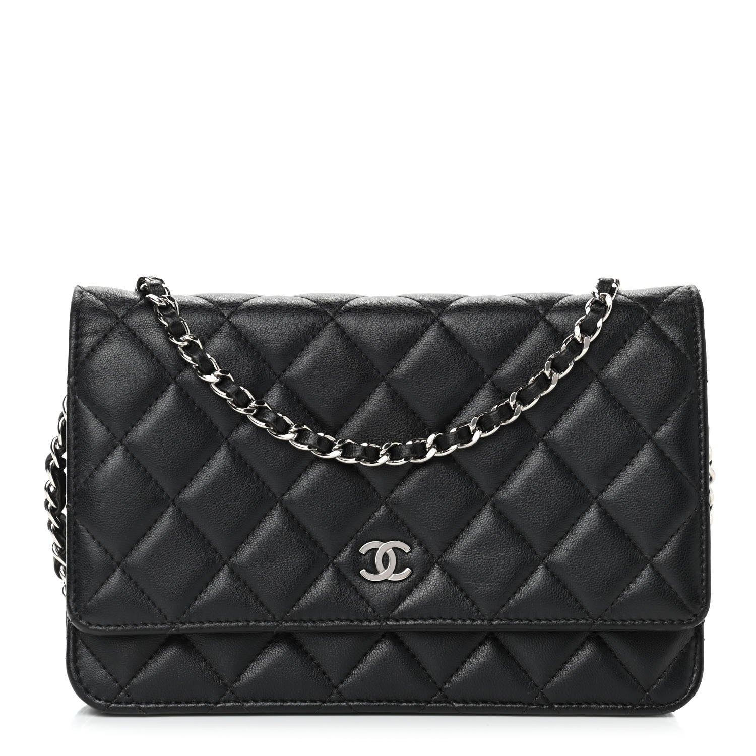 Chanel Lambskin Quilted Wallet On Chain WOC Black 1 of 9