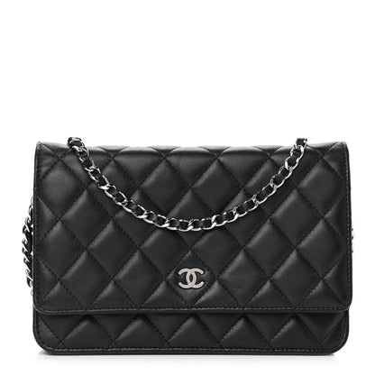 Chanel Lambskin Quilted Wallet On Chain WOC Black 1 of 9