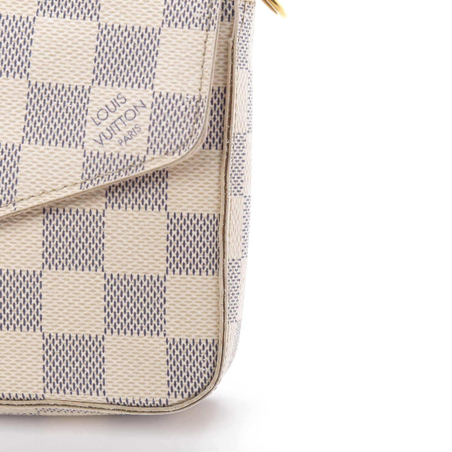 Damier Azur Pochette Felicie Chain Wallet Rose Ballerine
