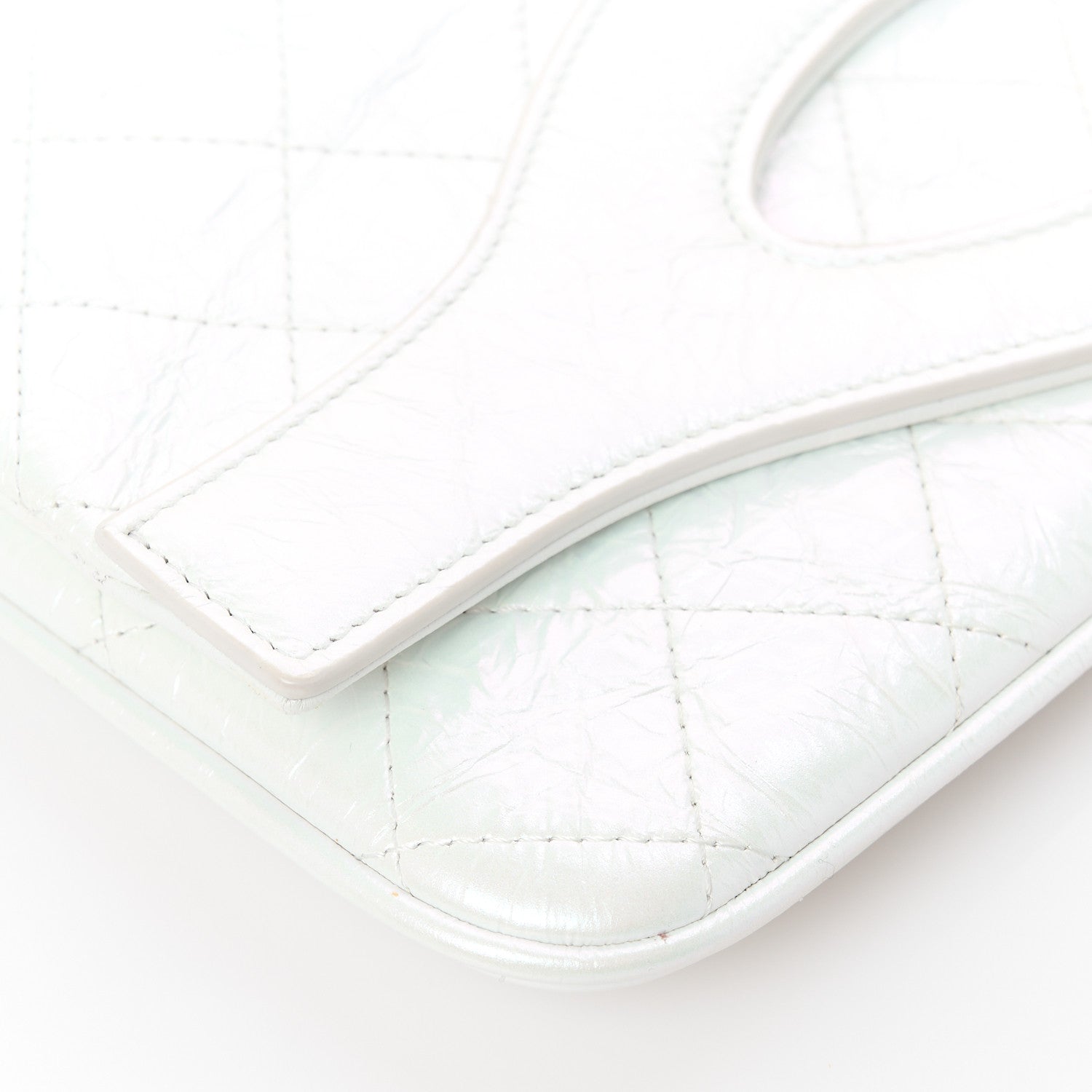 Chanel Iridescent Aged Calfskin Quilted Small 31 Pouch White 10 of 11