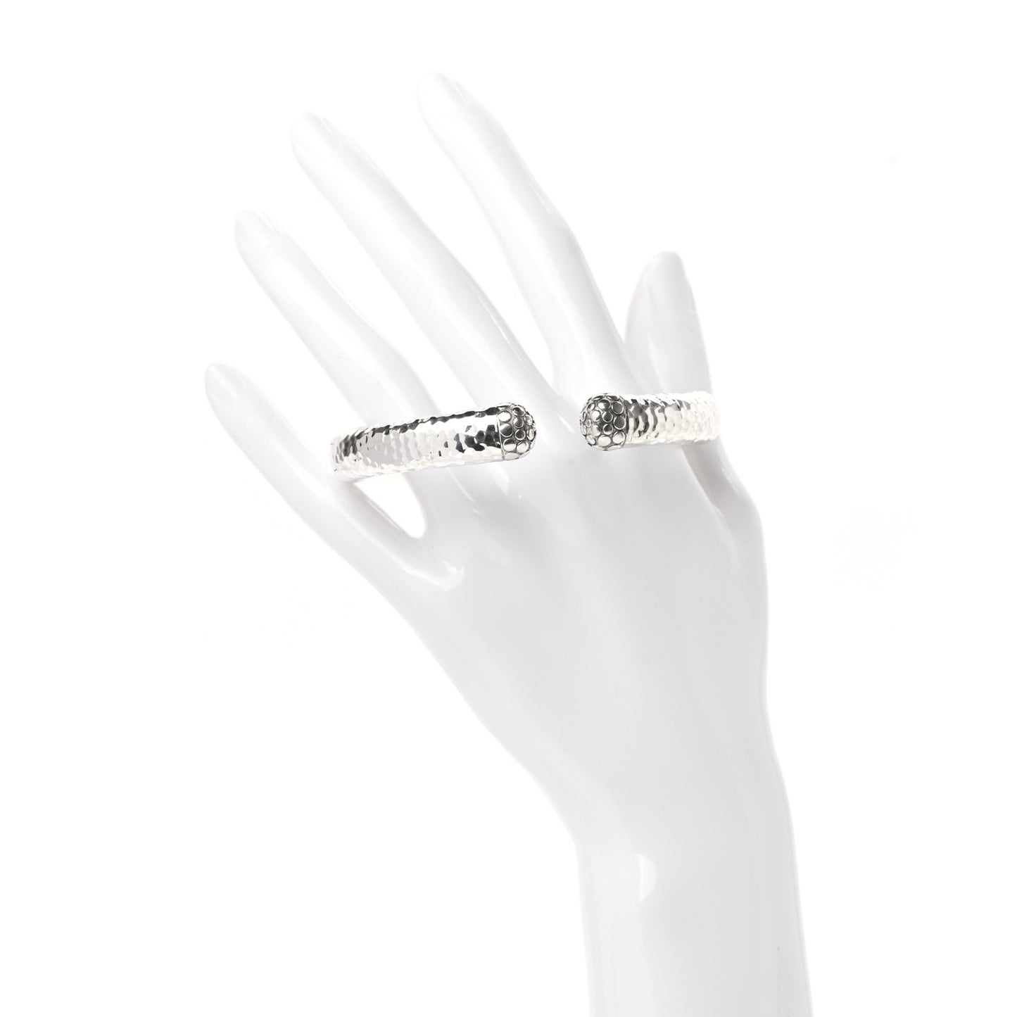 Sterling Silver Hammered Dot Kick Cuff Bracelet