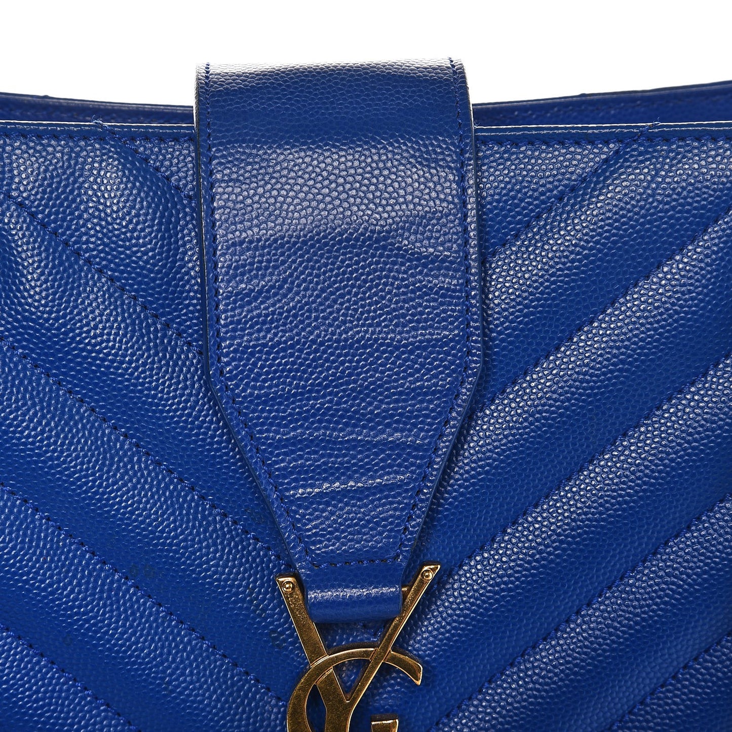 Grain De Poudre Matelasse Chevron Monogram Shopping Bag Blue Majorelle