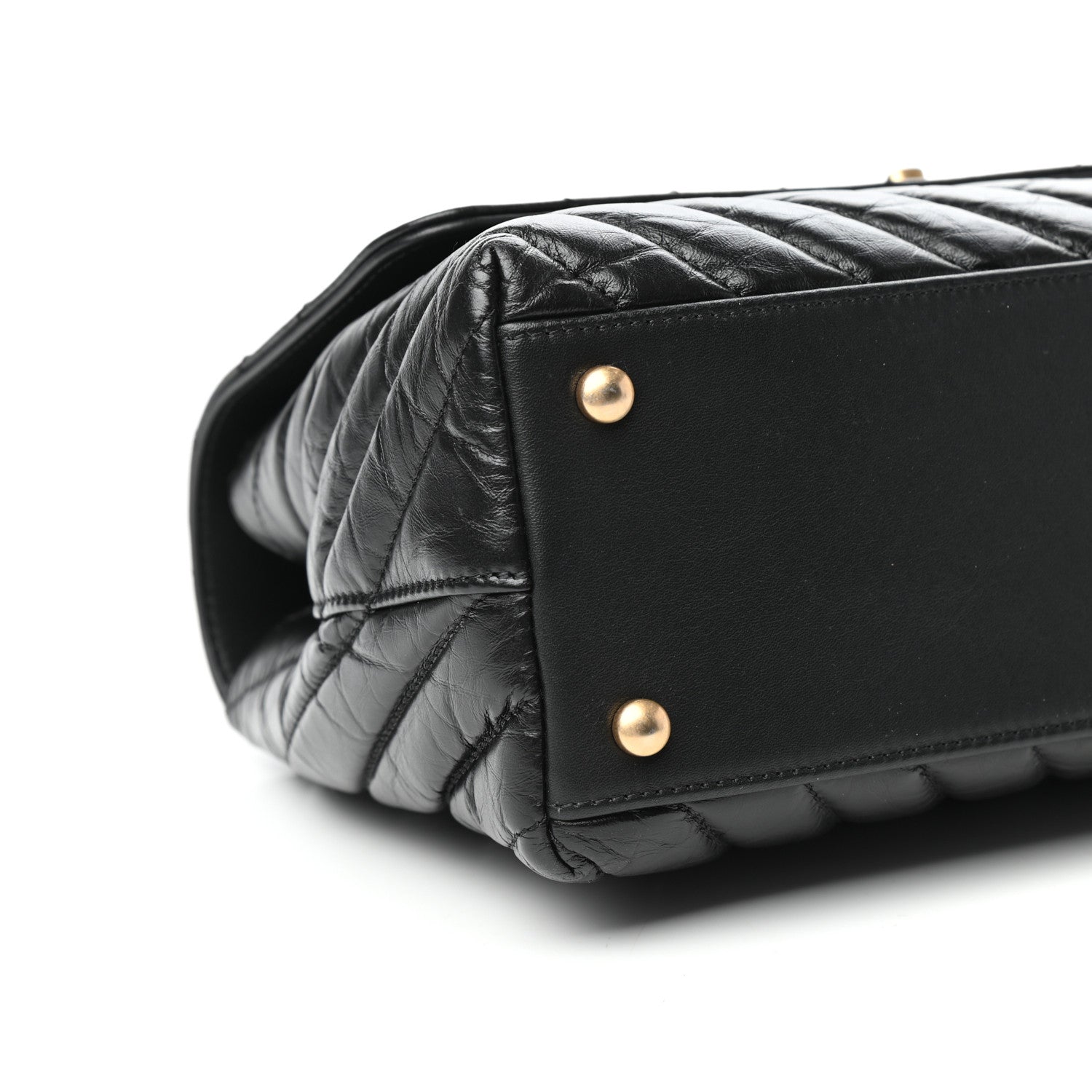 Chanel Aged Calfskin Chevron Quilted Small Coco Handle Flap Black 8 of 10