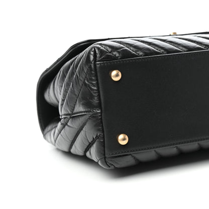 Chanel Aged Calfskin Chevron Quilted Small Coco Handle Flap Black 8 of 10