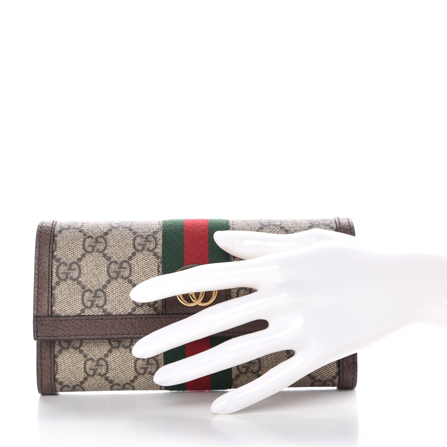 Gucci GG Supreme Monogram Web Ophidia Continental Wallet Brown 2 of 10
