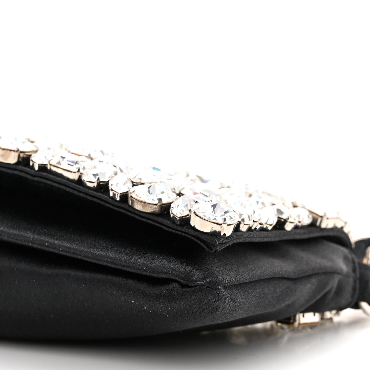 Satin Jeweled Clutch Black Silver