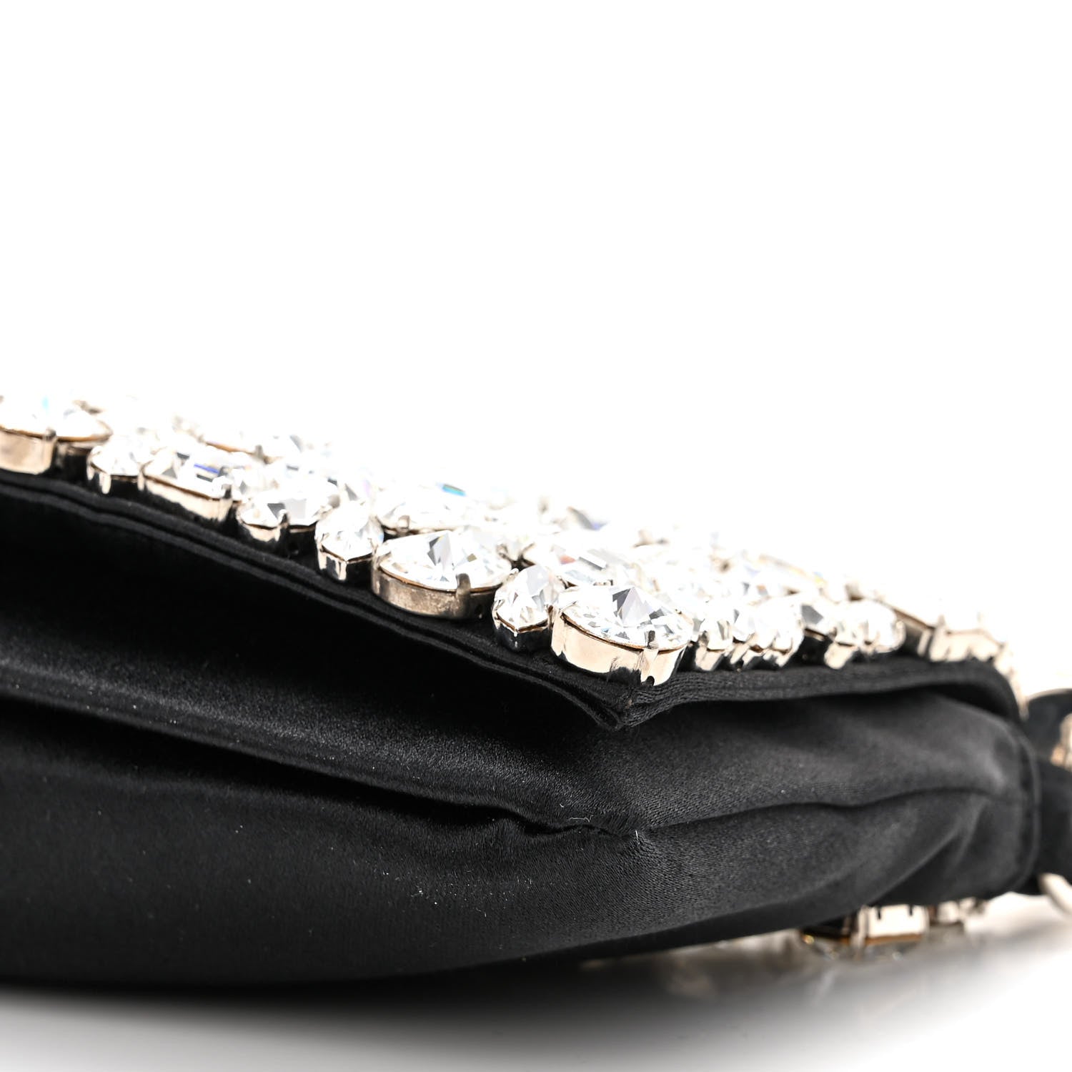 Saint Laurent Satin Jeweled Clutch Black Silver 10 of 11