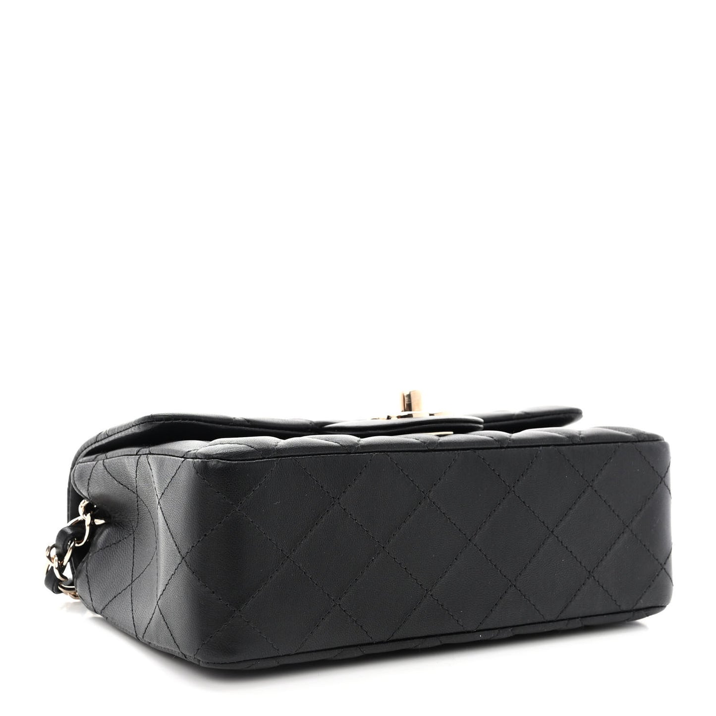 Lambskin Quilted Mini Rectangular Flap Black