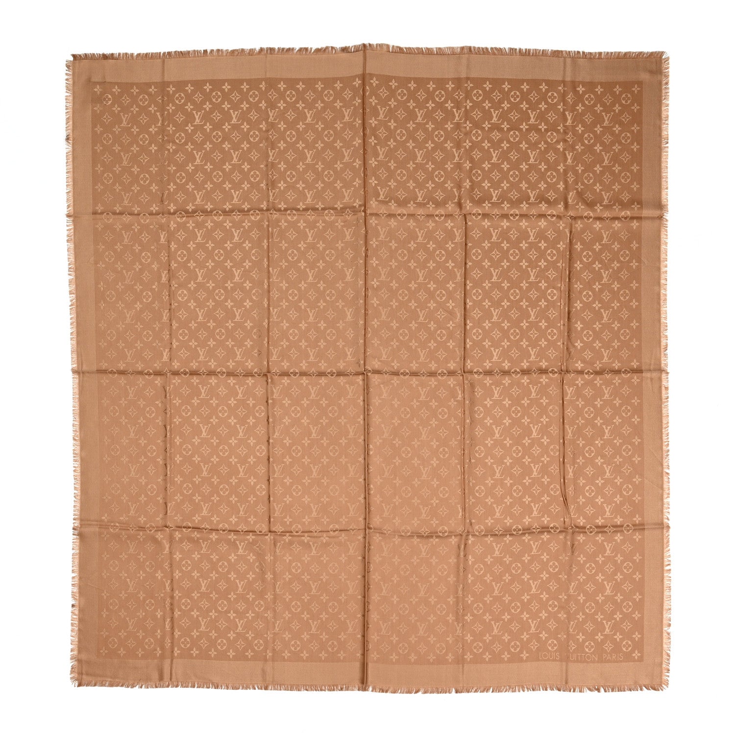 Louis Vuitton Silk Wool Monogram Shawl Cappuccino 1 of 3