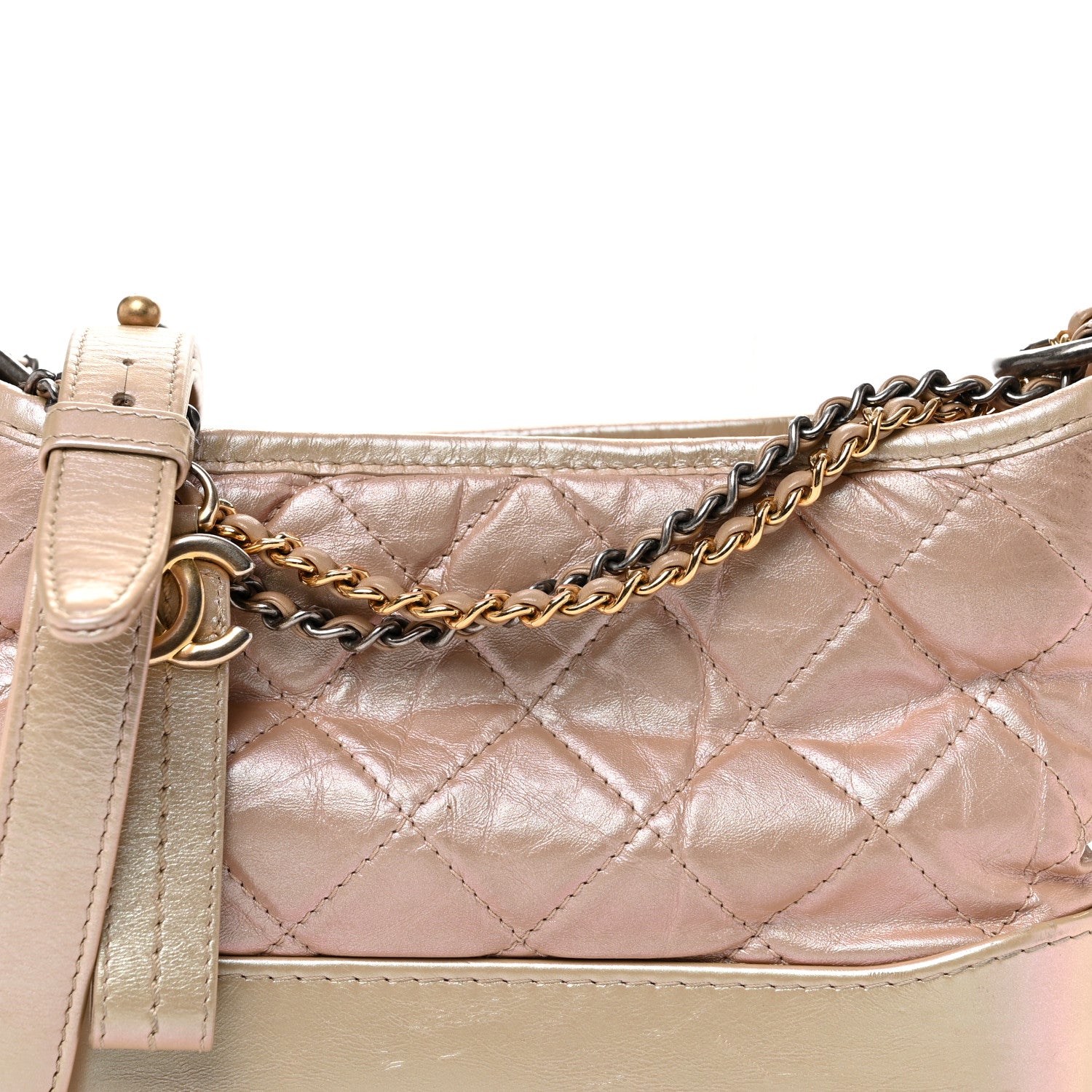 Chanel Iridescent Aged Calfskin Quilted Small Gabrielle Hobo Light Pink 8 of 13