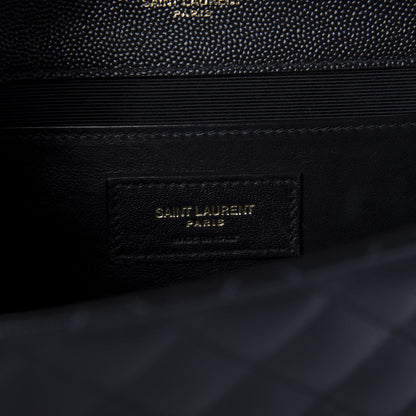 Saint Laurent Grain De Poudre Textured Mixed Matelasse Triquilt Medium Monogram Satchel Black 8 of 8