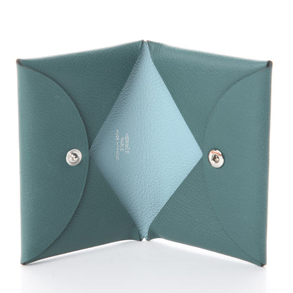 Hermes Evercolor Calvi Card Case Malachite Bleu Atoll 8 of 9