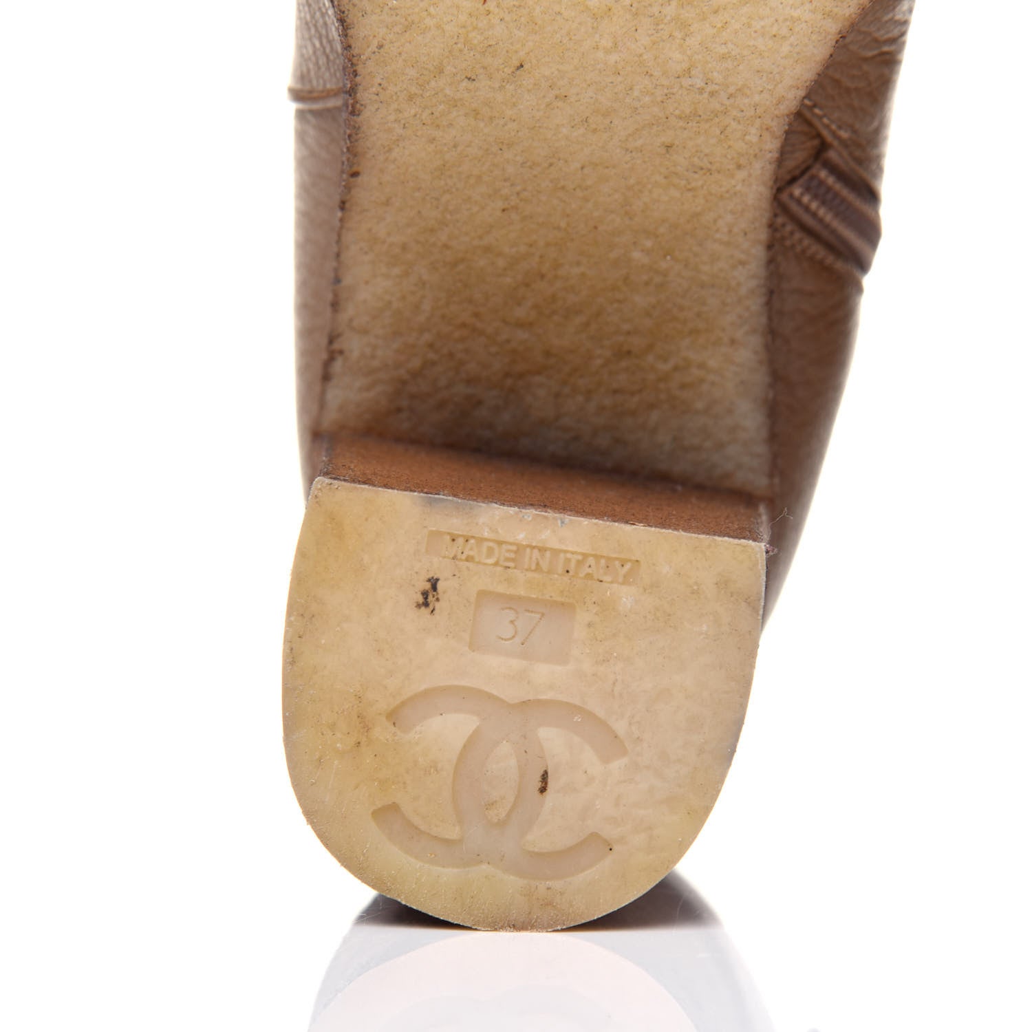 Chanel Goatskin CC Turnlock Ankle Boots 37 Beige 10 of 18