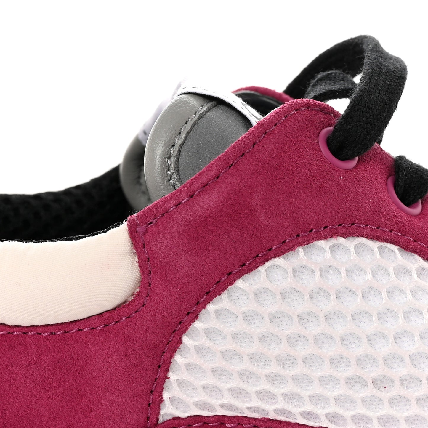 Mesh Suede Calfskin Womens CC Sneakers 37 White Dark Pink Grey