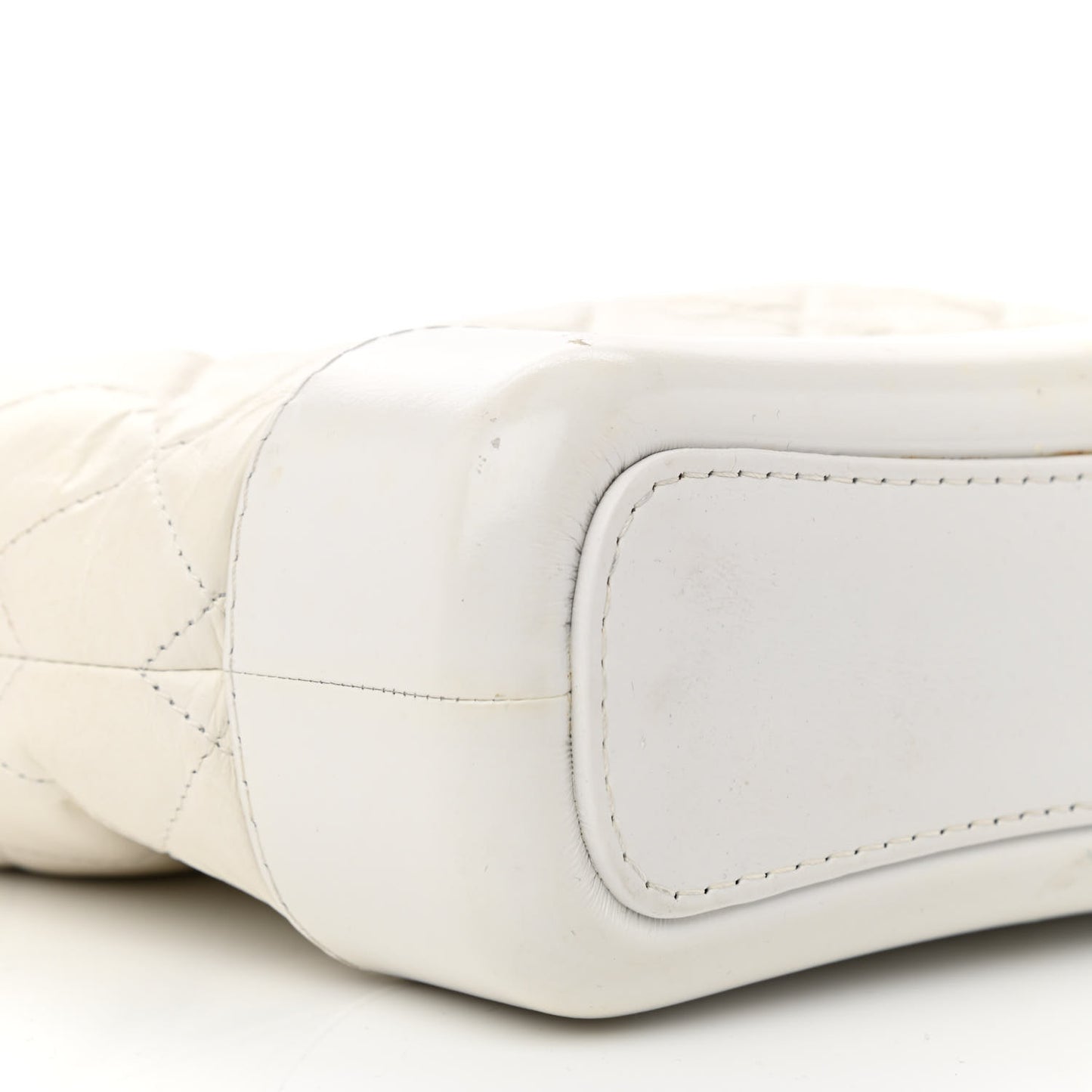 Aged Calfskin Quilted Small Gabrielle Hobo White