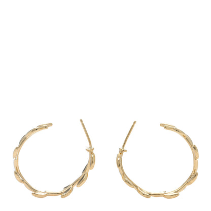 Tiffany 18K Yellow Gold Paloma Picasso Olive Leaf Hoop Earrings 3 of 5