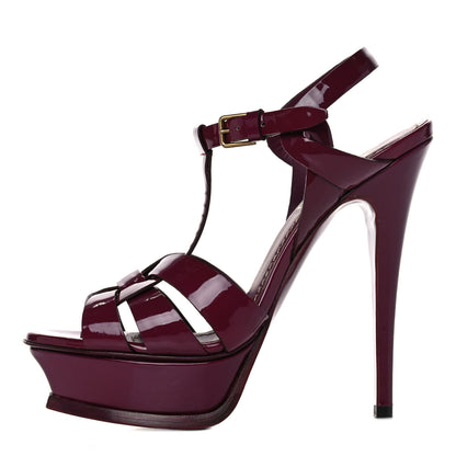 Saint Laurent Patent Tribute 105 Platform Sandals 36.5 Purple 1 of 11